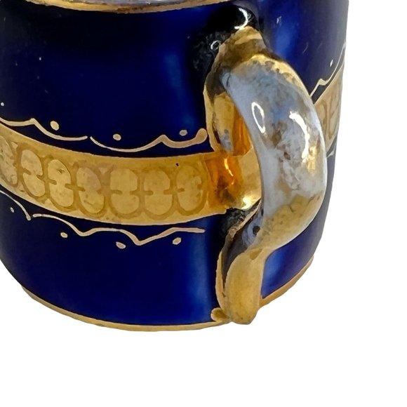 Miniature Royal Vienna Ackerman & Fritze Tea Cup & Saucer Cobalt Blue Demitasse - Picture 7 of 12